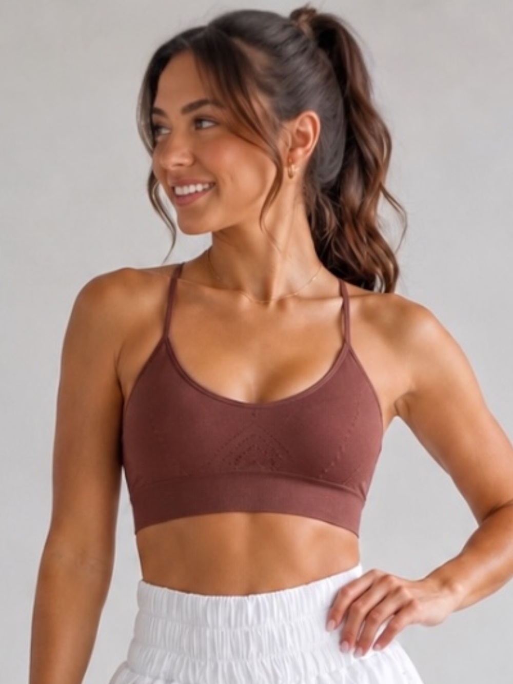 Pro-Fit Sportswear Seamless Sports Bra Mauve Purple Moisture Wicking Sz M